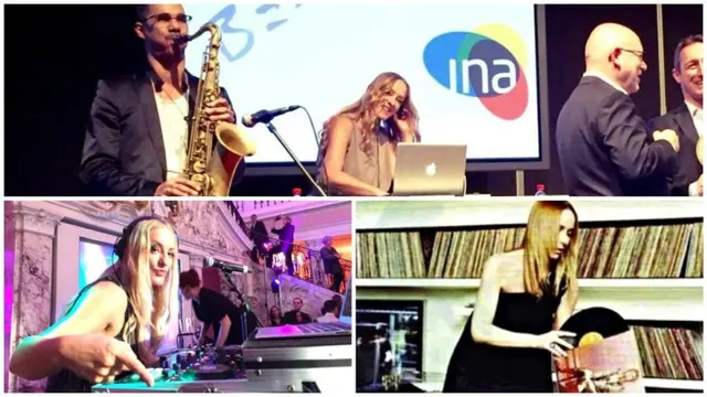 Professionelle DJane Nicole bei Veranstaltung, perfekte Musik für Events und Partys.